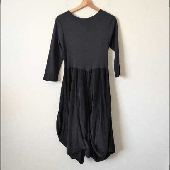 Inizio Dress Medium Cotton Corduroy Bubble Hem Black Magic 2 Pocket Lagenlook M - Picture 11 of 12